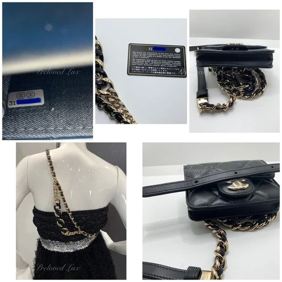 Authentic CHANEL Black Lambskin Mini Clutch Belt Waist Bag Gold Hardware - Picture 15 of 15